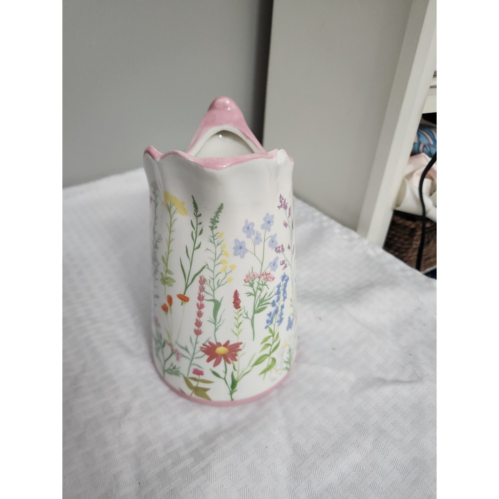 Dolly Parton Ceramic Pitcher Wildflower Butterfly Pink White Dolomite 5339142